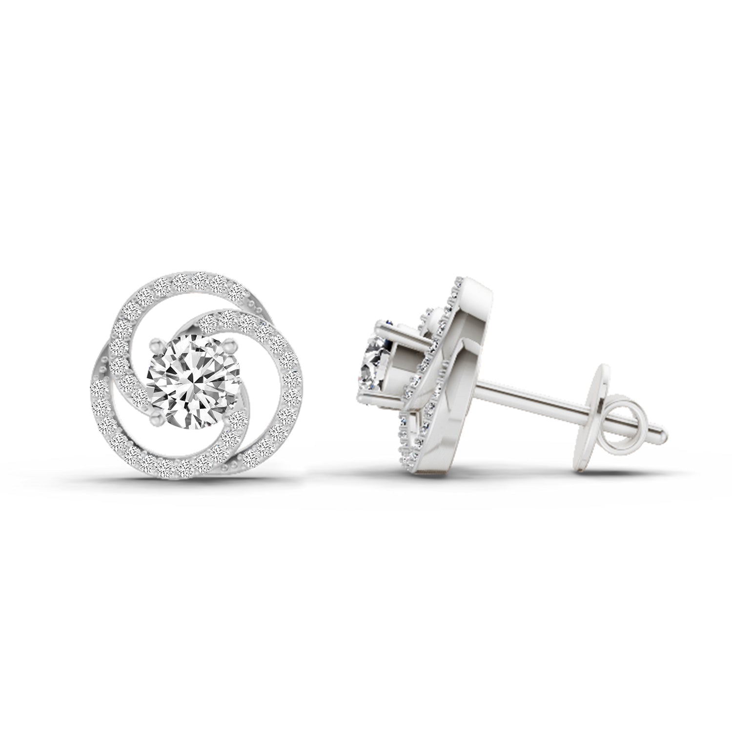 0.71 Ct Round Stud Earrings | 14K White Gold  FG VS Quality Diamonds