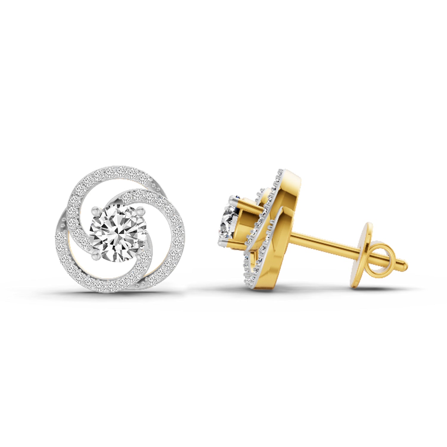 0.71 Ct Round Stud Earrings | 14K Yellow Gold  FG VS Quality Diamonds