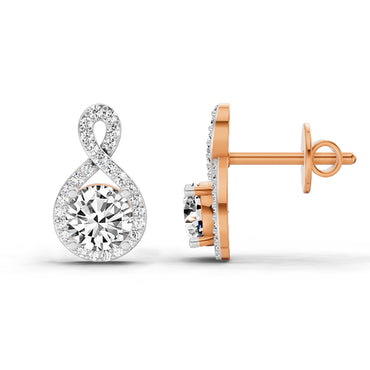 1.08 CtTeardrop Infinity Stud Earrings Round Shape | 14K Rose Gold