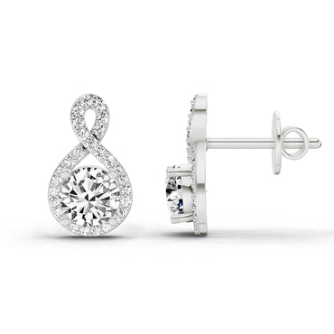 1.08 CtTeardrop Infinity Stud Earrings Round Shape | 14K White Gold