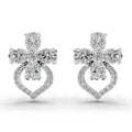 1.79 Ct Oval Shape Cluster Diamond Earrings | 14K White Gold