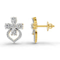 1.79 Ct Oval Shape Cluster Diamond Earrings | 14K Yellow Gold
