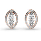 2.63 Ct Pear Shape Cluster Diamond Earrings | 14K Rose Gold