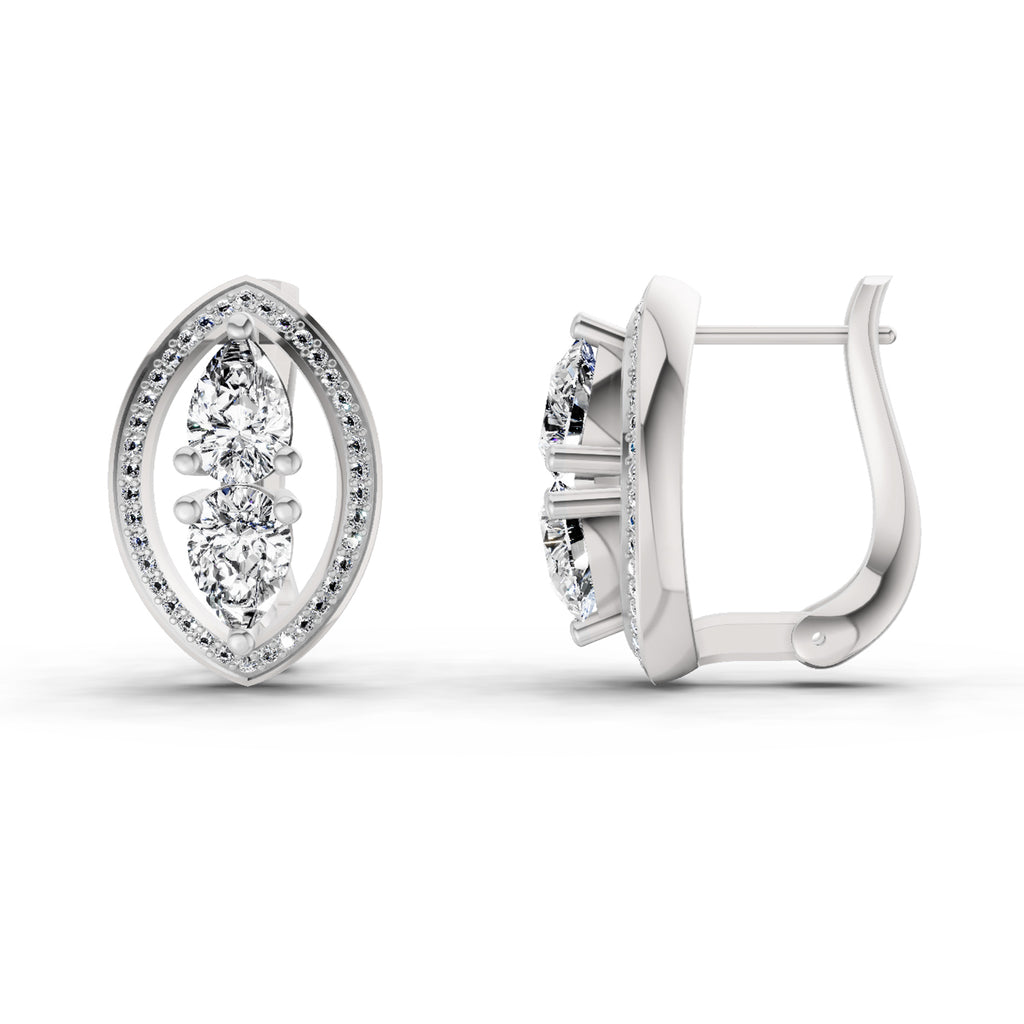 2.63 Ct Pear Shape Cluster Diamond Earrings | 14K Rose Gold