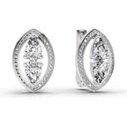 2.63 Ct Pear Shape Cluster Diamond Earrings | 14K Rose Gold