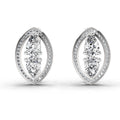 2.63 Ct Pear Shape Cluster Diamond Earrings | 14K White Gold