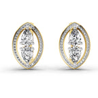 2.63 Ct Pear Shape Cluster Diamond Earrings | 14K Rose Gold