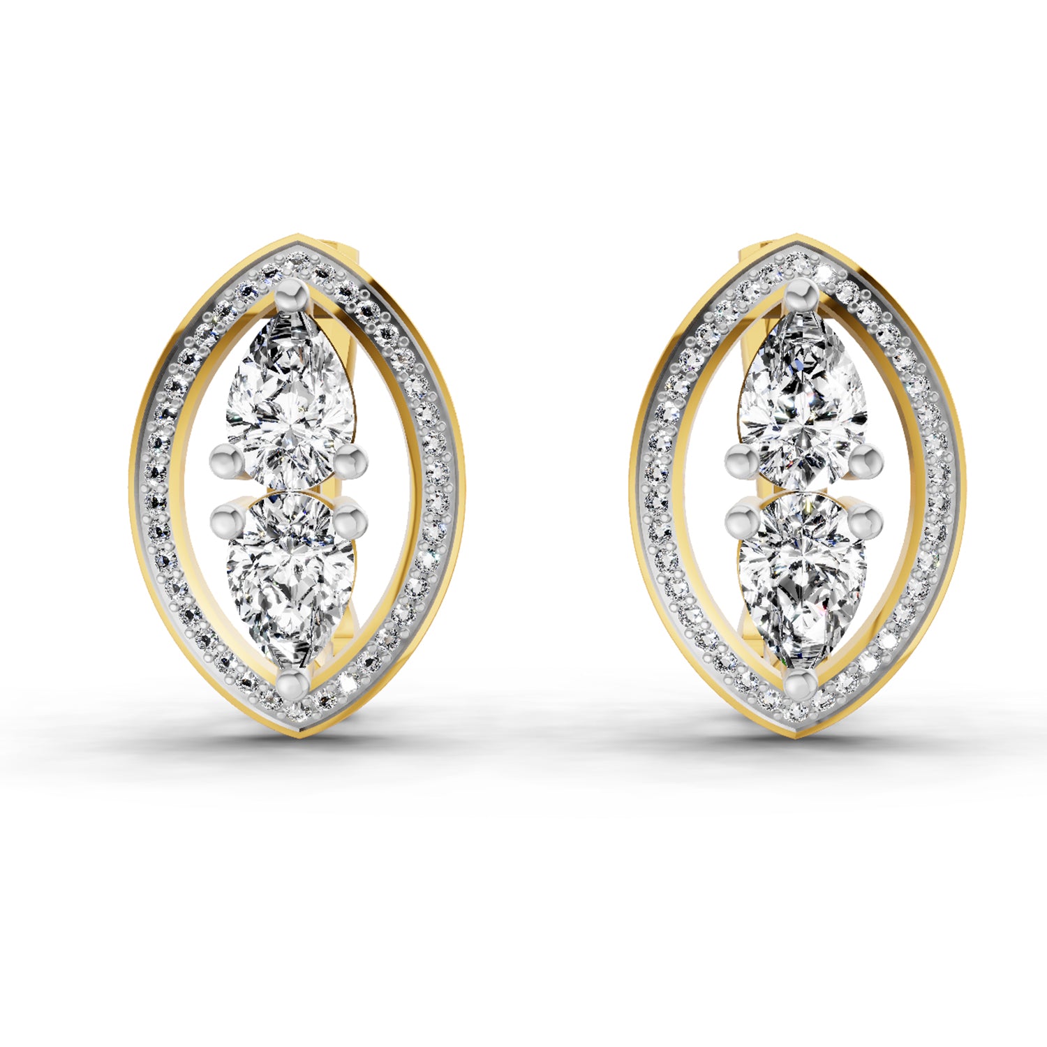 2.63 Ct Pear Shape Cluster Diamond Earrings | 14K Rose Gold