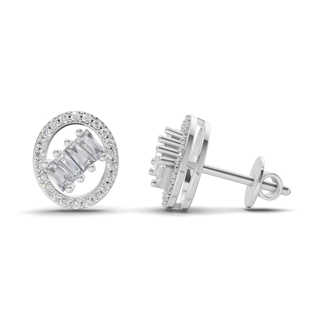 0.47 Ct Round Shape Cluster Diamond Earrings | 14K Rose Gold
