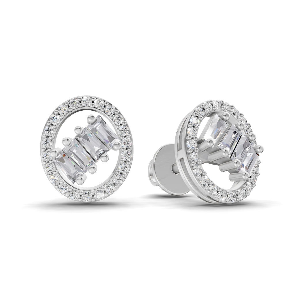 0.47 Ct Round Shape Cluster Diamond Earrings | 14K Rose Gold