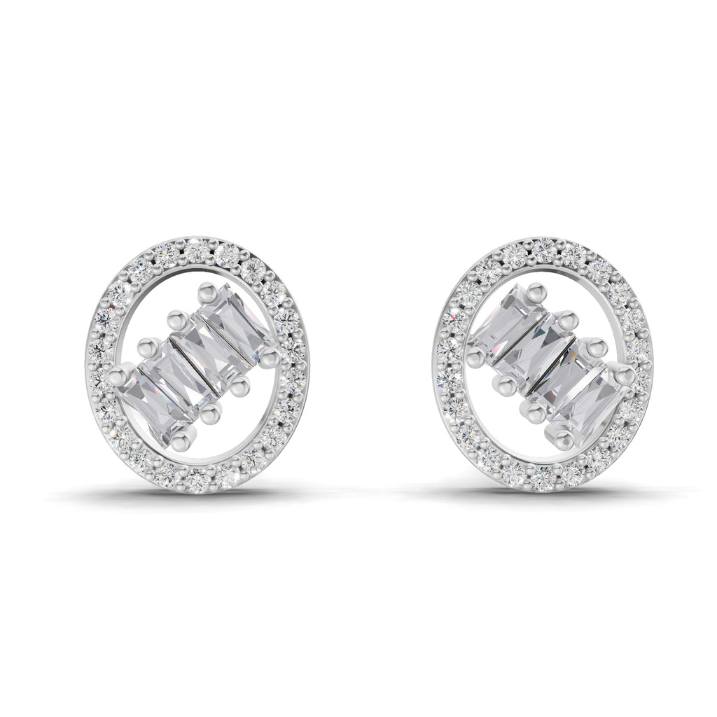 0.47 Ct Round Shape Cluster Diamond Earrings | 14K Rose Gold