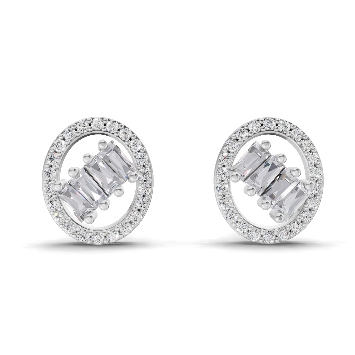0.47 Ct Round Shape Cluster Diamond Earrings | 14K Rose Gold