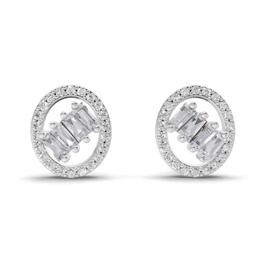 0.47 Ct Round Shape Cluster Diamond Earrings | 14K White Gold
