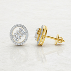 0.47 Ct Round Shape Cluster Diamond Earrings | 14K Rose Gold