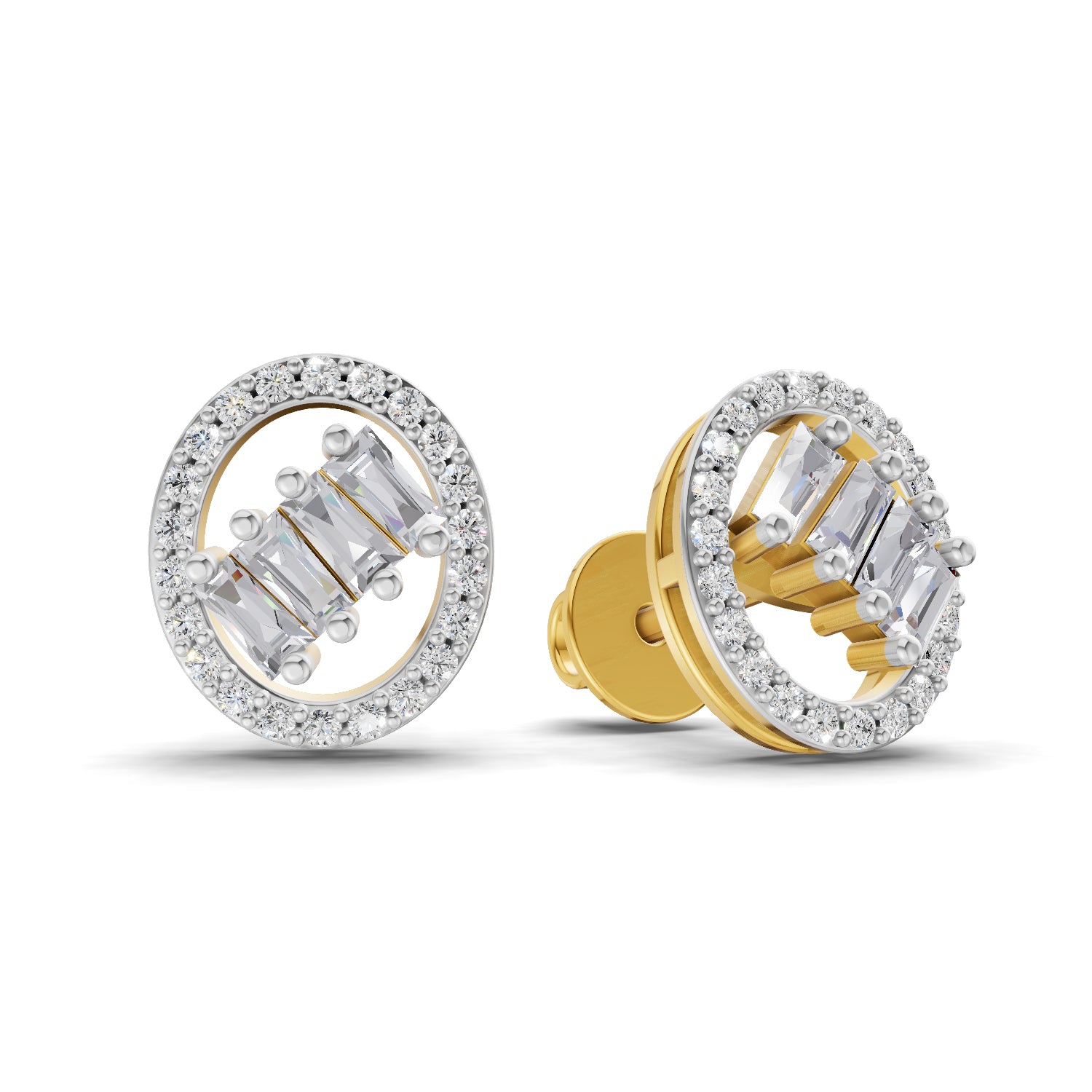 0.47 Ct Round Shape Cluster Diamond Earrings | 14K Rose Gold