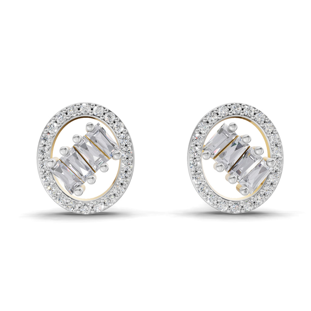 0.47 Ct Round Shape Cluster Diamond Earrings | 14K Rose Gold