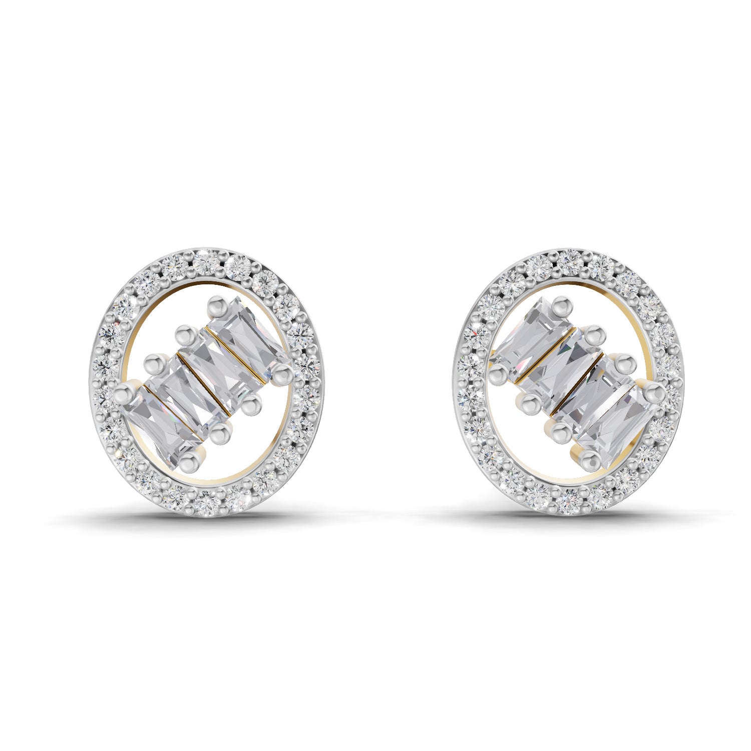 0.47 Ct Round Shape Cluster Diamond Earrings | 14K Rose Gold