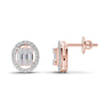 0.76 Ct Baguette Shape Cluster Diamond Earrings | 14K Rose Gold