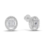 0.76 Ct Baguette Shape Cluster Diamond Earrings | 14K Rose Gold