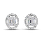 0.76 Ct Baguette Shape Cluster Diamond Earrings | 14K Rose Gold