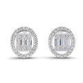 0.76 Ct Baguette Shape Cluster Diamond Earrings | 14K White Gold
