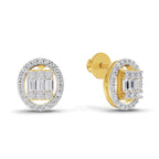 0.76 Ct Baguette Shape Cluster Diamond Earrings | 14K Rose Gold