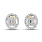 0.76 Ct Baguette Shape Cluster Diamond Earrings | 14K Rose Gold