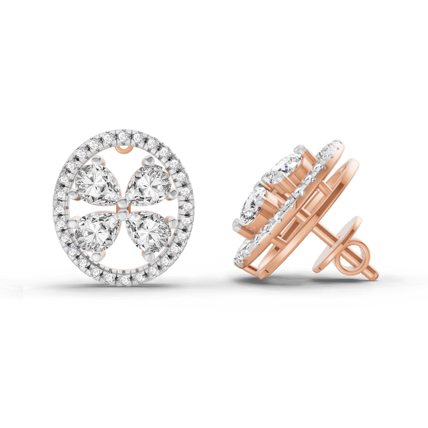 1.8 Ct Clover Earrings | 14K Rose Gold