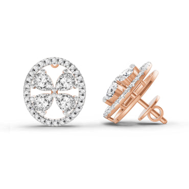 1.8 Ct Clover Earrings | 14K Rose Gold