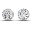 0.79 Ct Marquise Shape Cluster Diamond Earrings | 14K White Gold