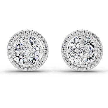 0.79 Ct Marquise Shape Cluster Diamond Earrings | 14K White Gold