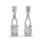 2.4 Ct Oval Shape Dangle Diamond Earrings | 14K Rose Gold