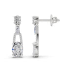 2.4 Ct Oval Shape Dangle Diamond Earrings | 14K Rose Gold
