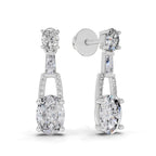 2.4 Ct Oval Shape Dangle Diamond Earrings | 14K Rose Gold