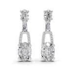 2.4 Ct Oval Shape Dangle Diamond Earrings | 14K Rose Gold