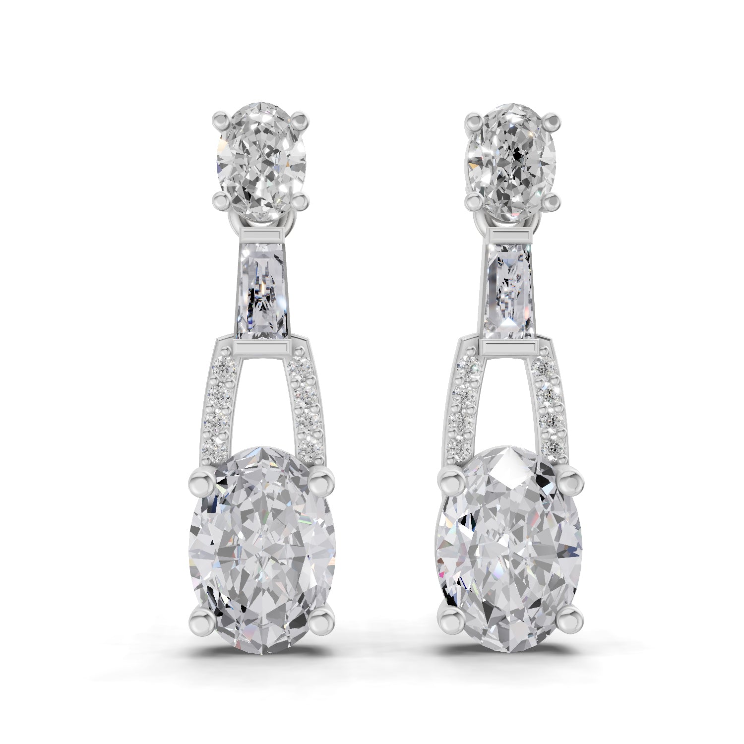 2.4 Ct Oval Shape Dangle Diamond Earrings | 14K Rose Gold