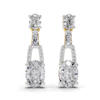 2.4 Ct Oval Shape Dangle Diamond Earrings | 14K Rose Gold