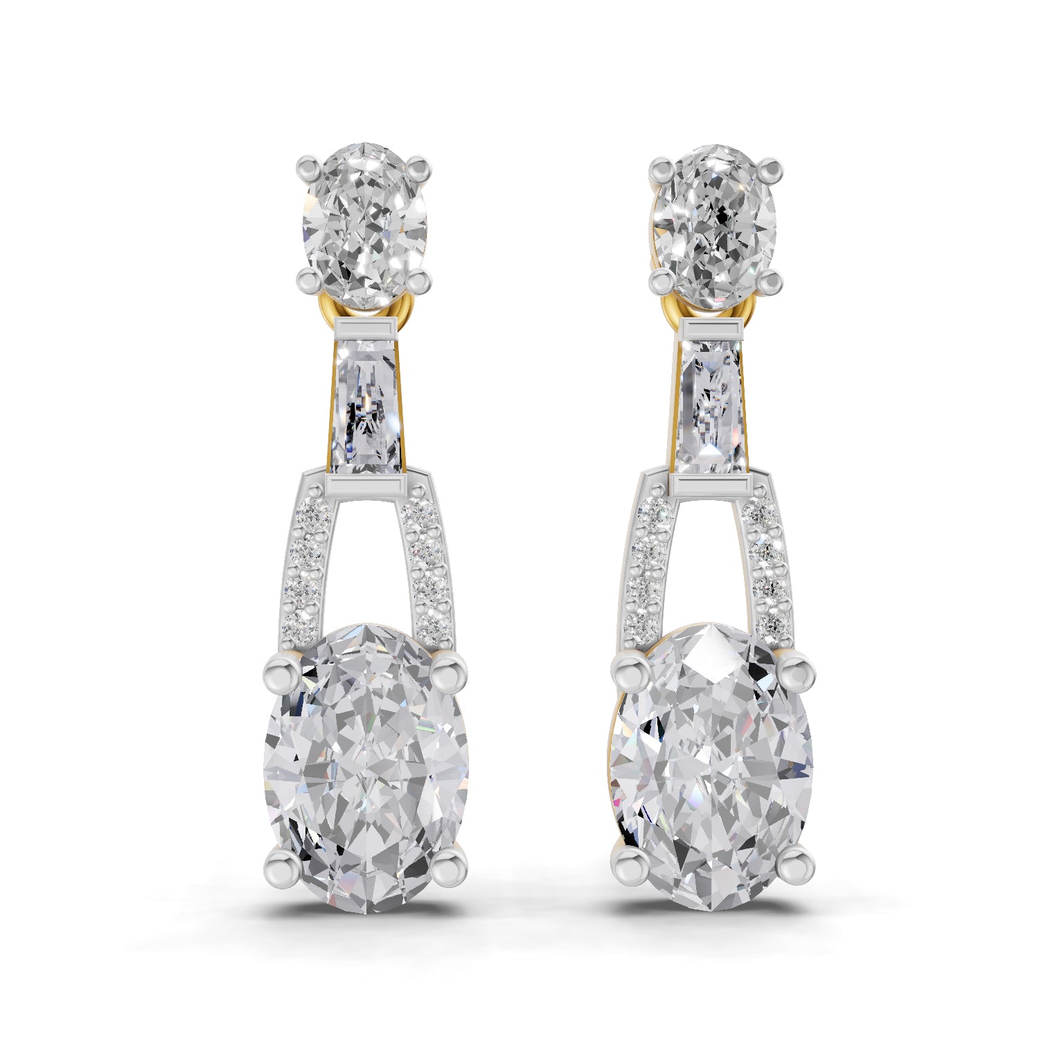 2.4 Ct Oval Shape Dangle Diamond Earrings | 14K Rose Gold