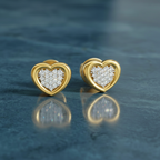 0.08 Ct Heart Shape Earrings | 14Kt Yellow Gold  Diamonds| FG VS Quality