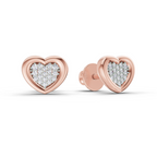 0.08 Ct Heart Shape Earrings | 14Kt Yellow Gold  Diamonds| FG VS Quality