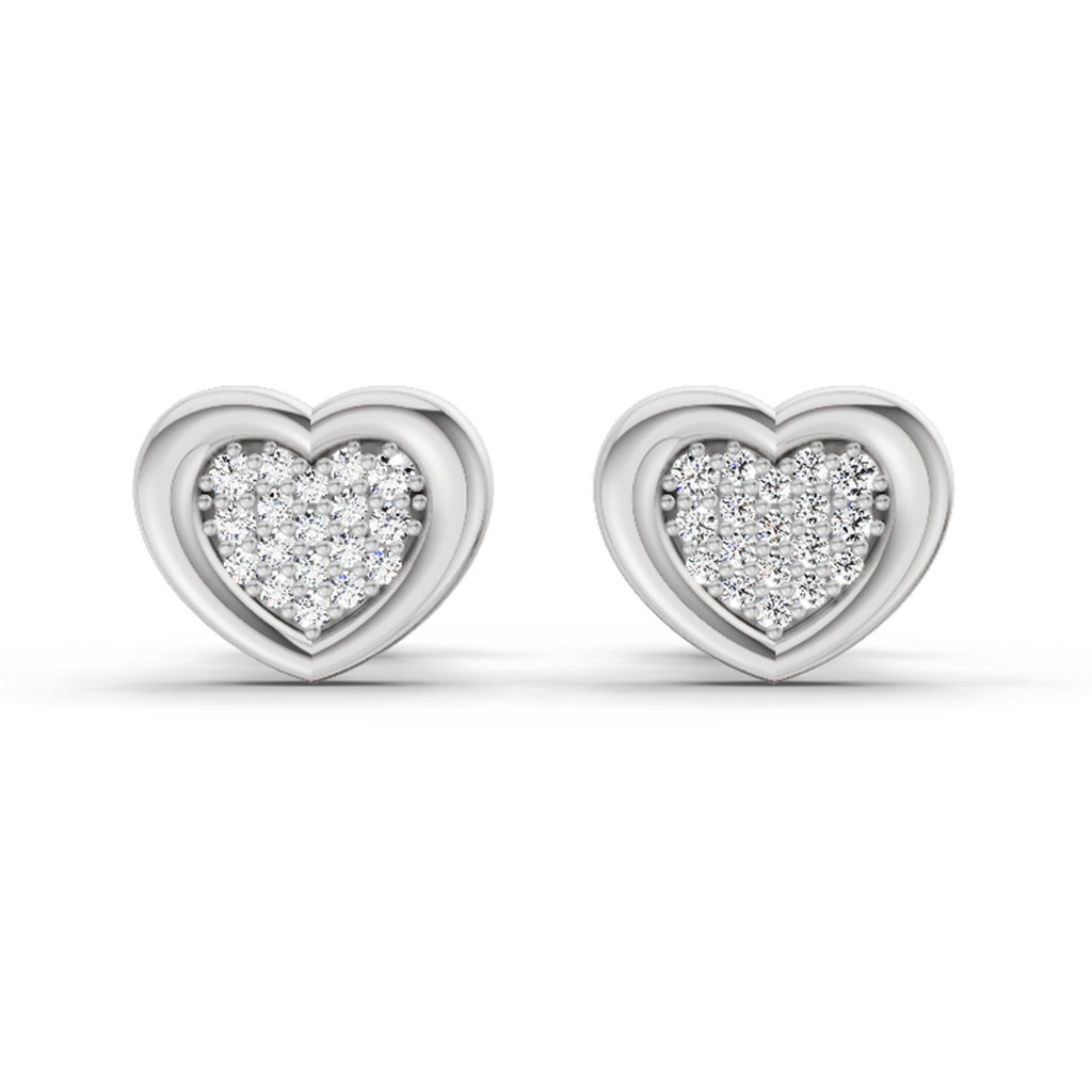 0.08 Ct Heart Shape Earrings | 14Kt Yellow Gold  Diamonds| FG VS Quality