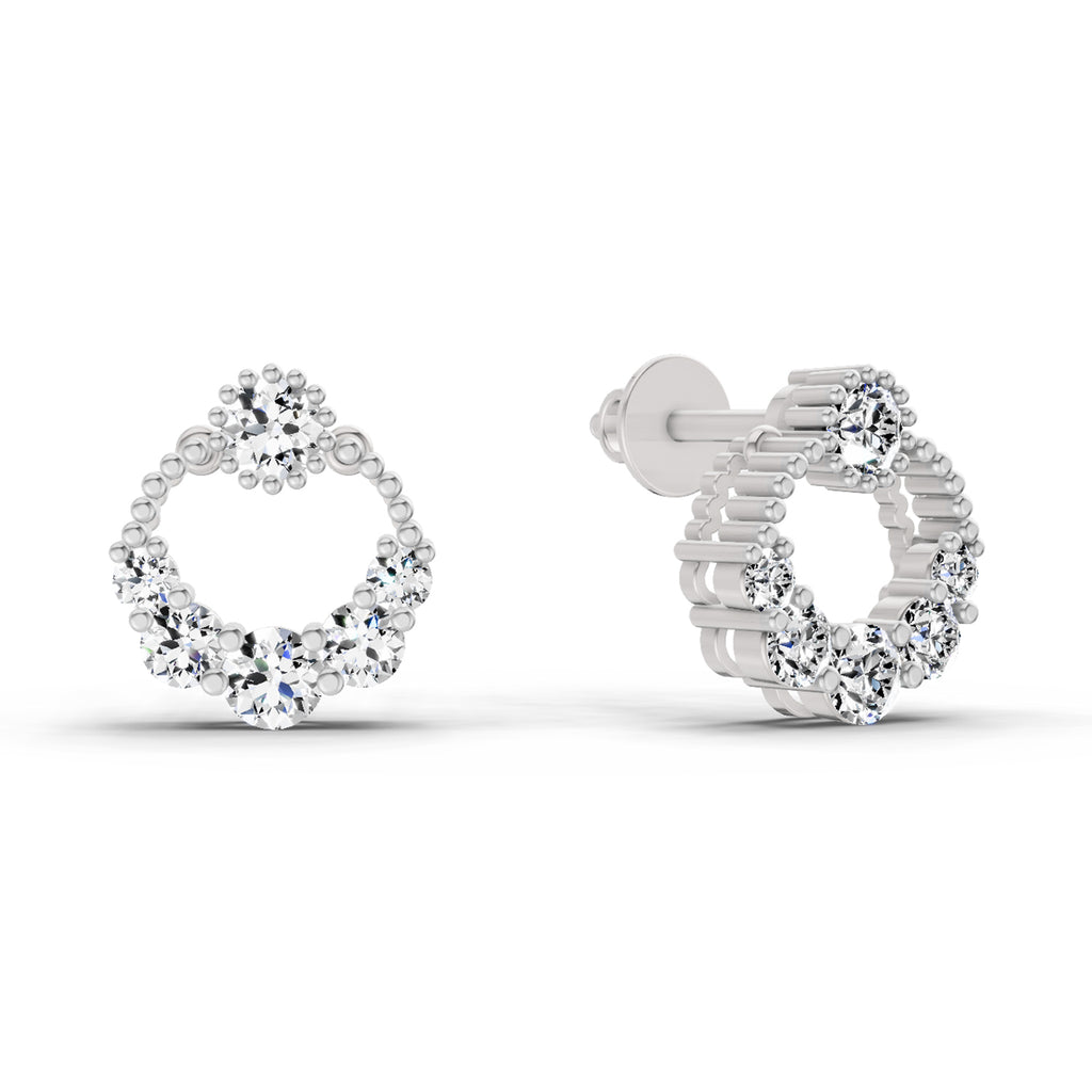 0.69 Ct Round Shape Diamond Stud Earrings | 14K Rose Gold