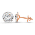 1 Ct Round Halo Stud Earrings | 14K Rose Gold