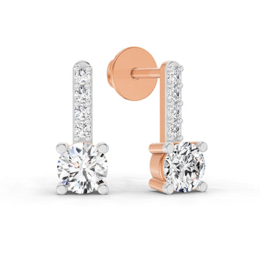 0.75 Ct Round Bar Drop Earrings |14K Rose Gold