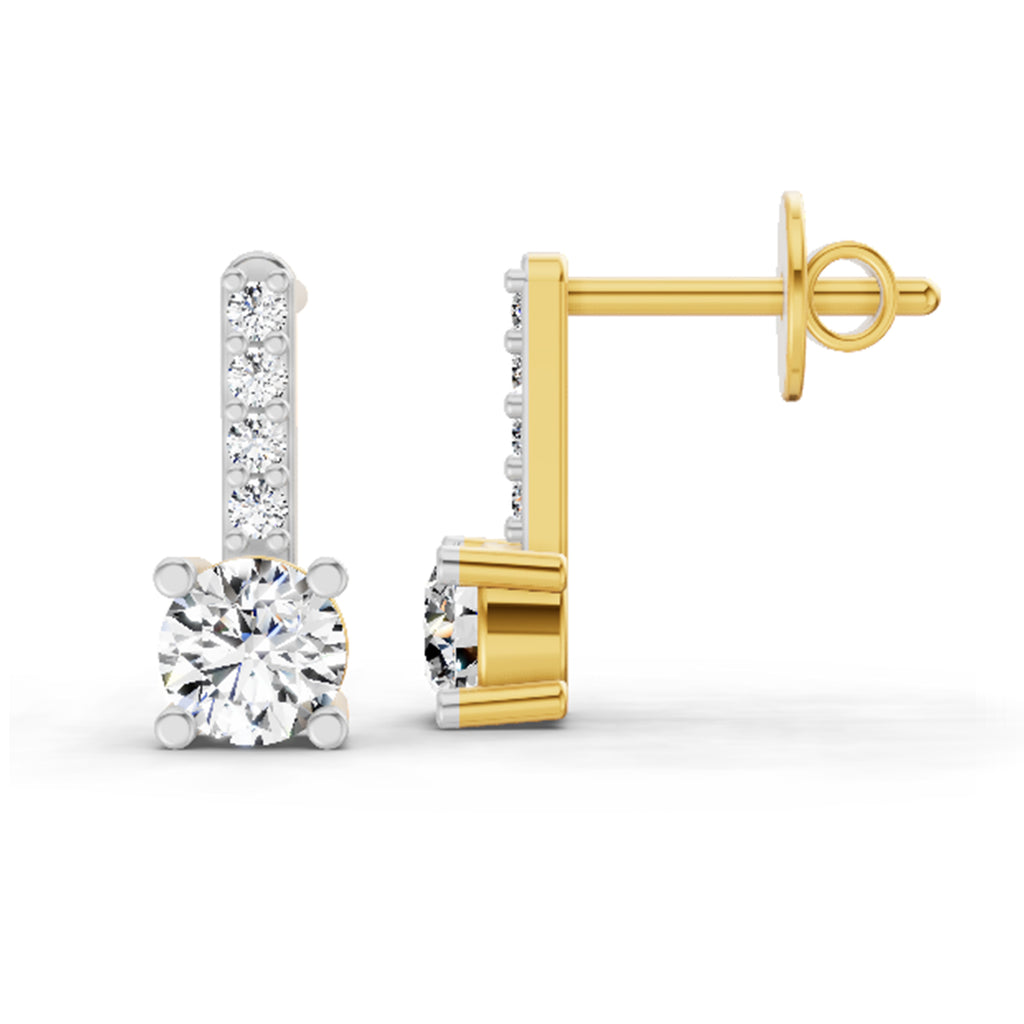 0.75 Ct Round Bar Drop Earrings |14K Yellow Gold