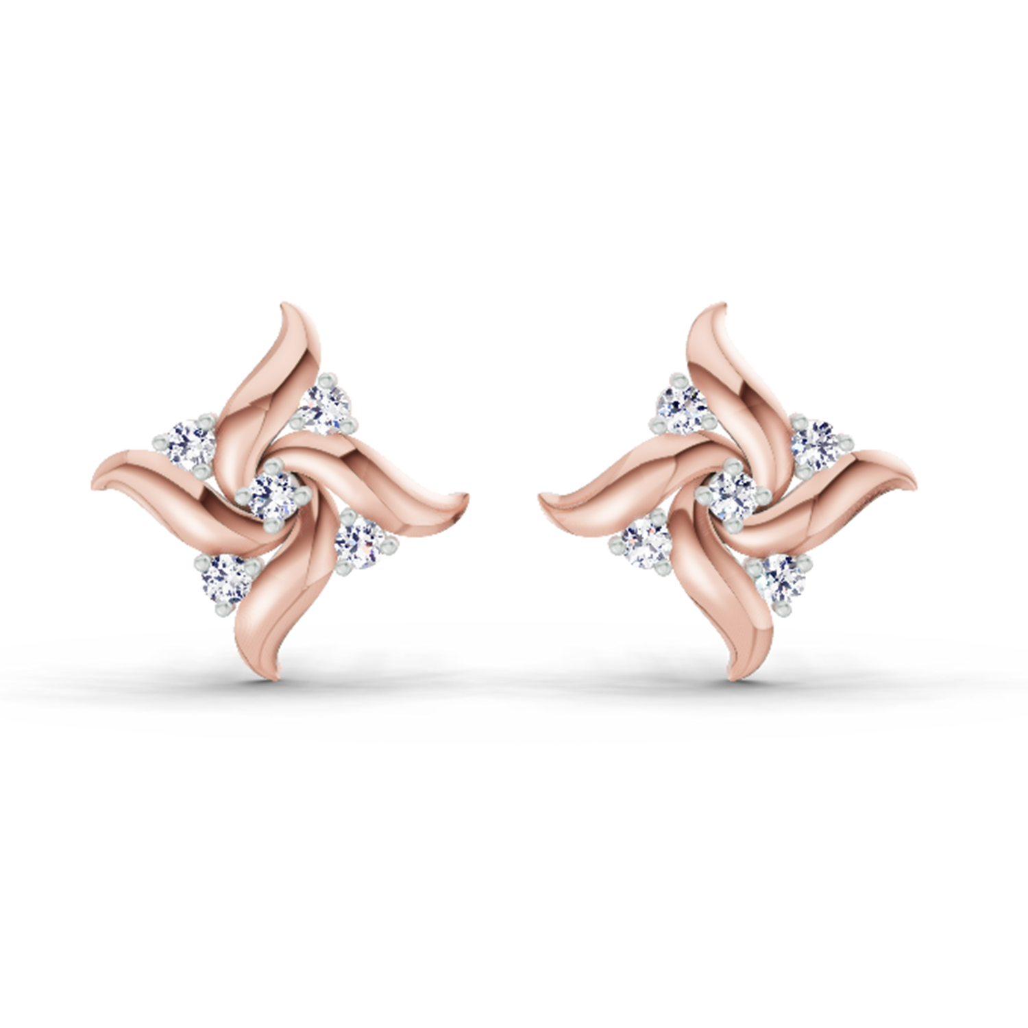 0.1 Ct Floral Stud Earrings | 14K Yellow Gold  FG VS Quality Diamonds