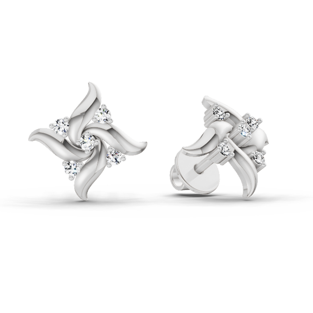 0.1 Ct Floral Stud Earrings | 14K Rose Gold  FG VS Quality Diamonds