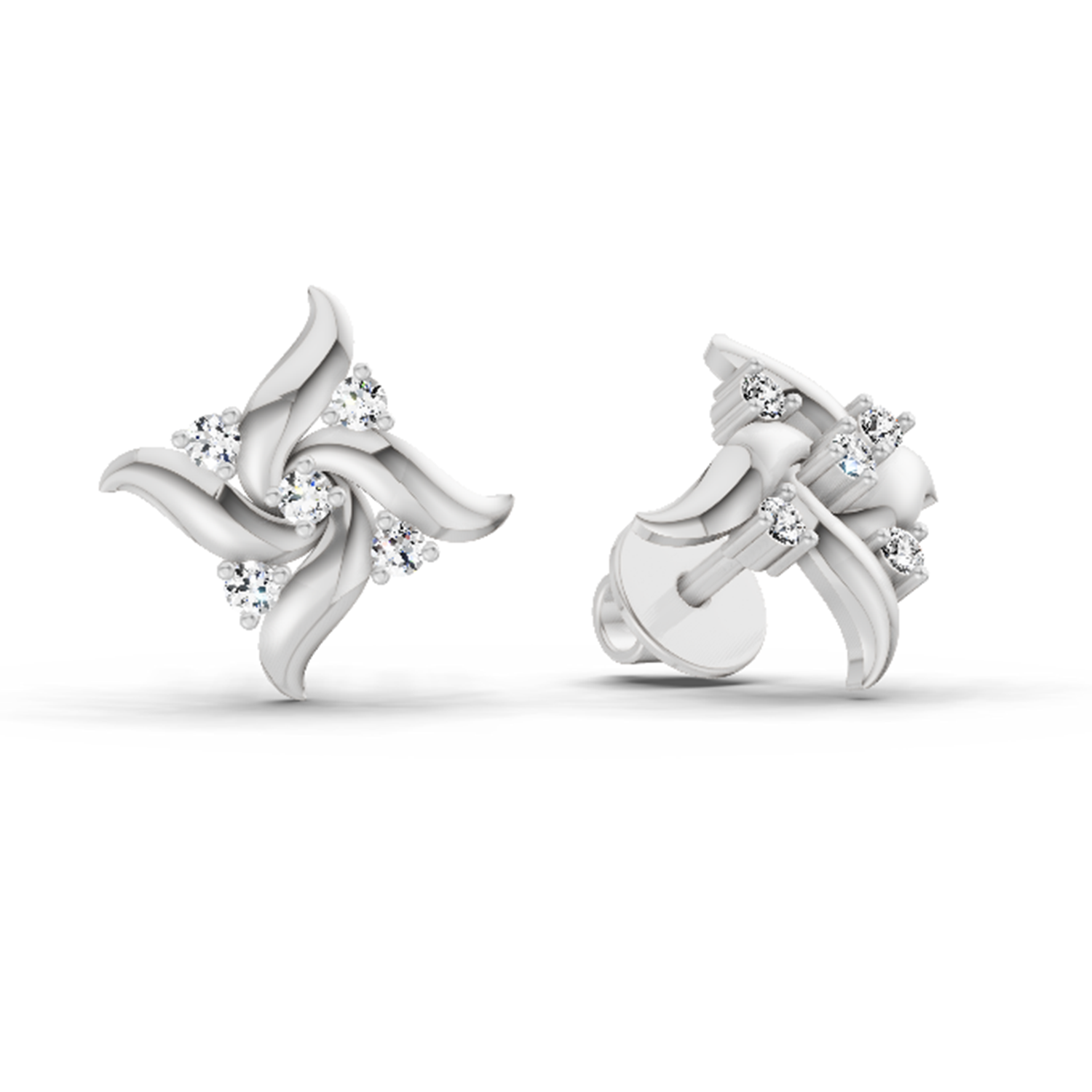 0.1 Ct Floral Stud Earrings | 14K Rose Gold  FG VS Quality Diamonds