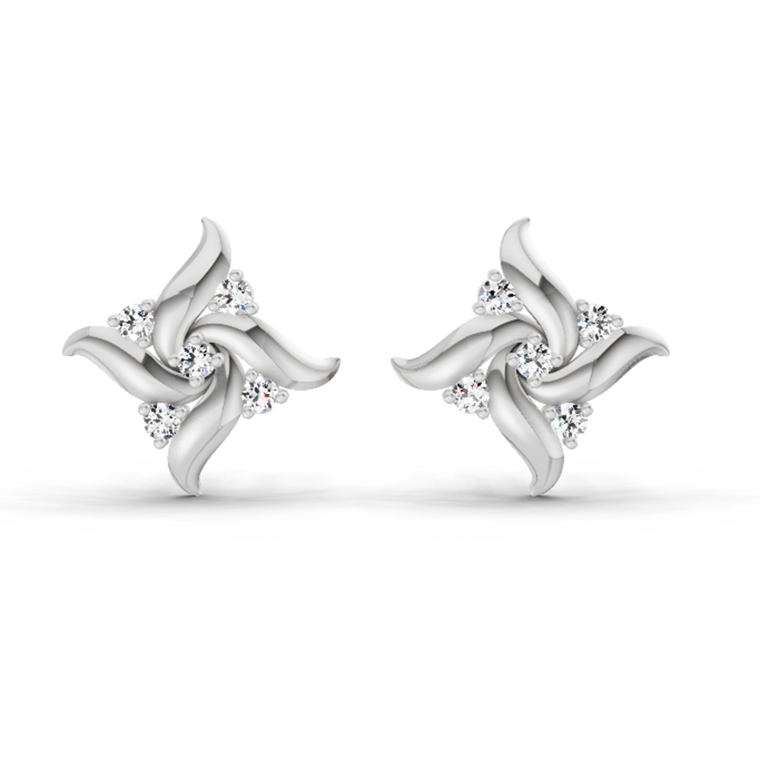 0.1 Ct Floral Stud Earrings | 14K Rose Gold  FG VS Quality Diamonds