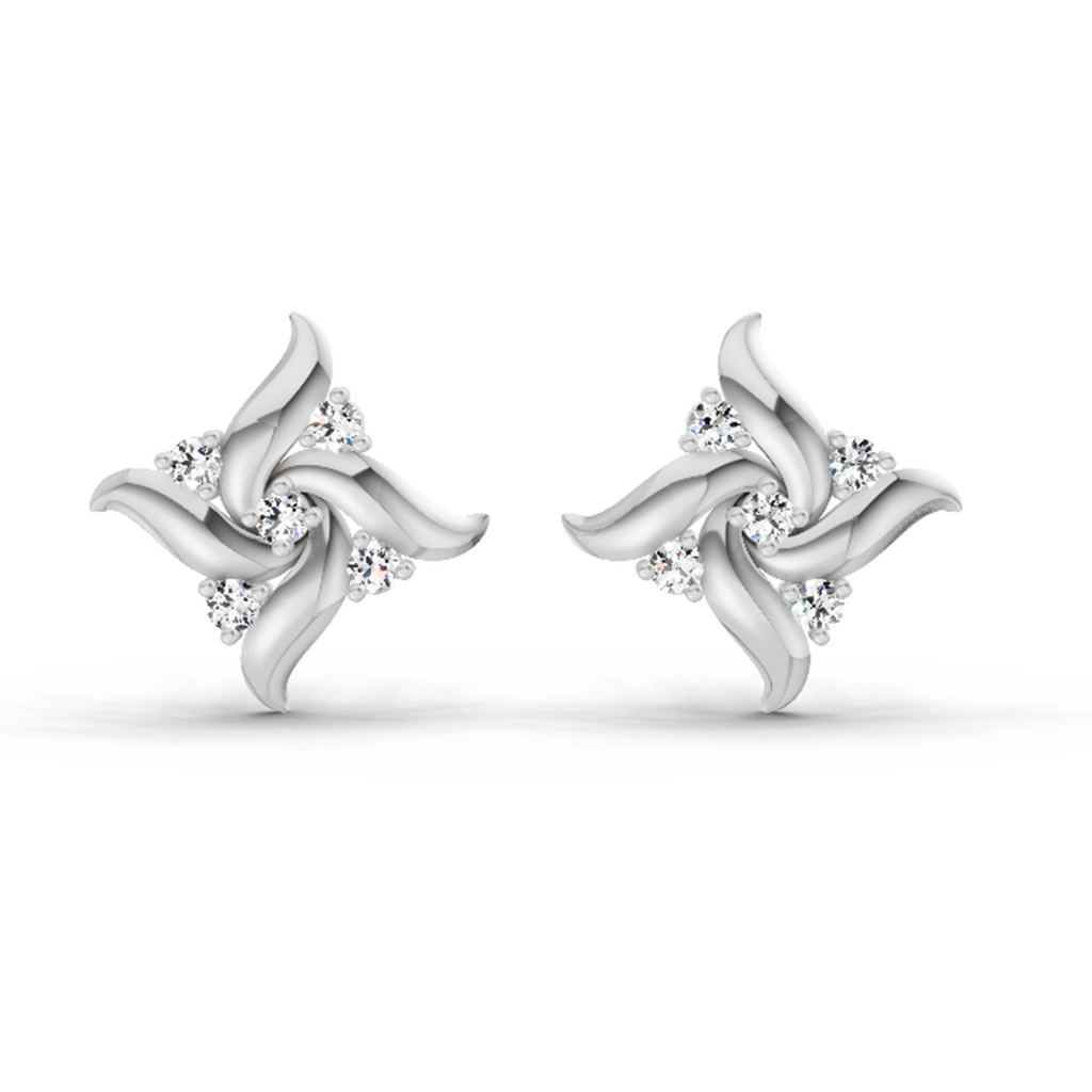 0.1 Ct Floral Stud Earrings | 14K Yellow Gold  FG VS Quality Diamonds